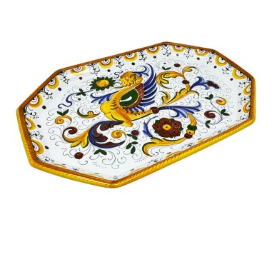 Raffaellesco octagonal tray 15" Italian Pottery