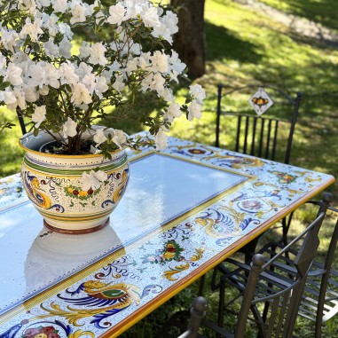 Table en pierre de lave  Raffaellesco Céramique artisanale italienne originale de Deruta