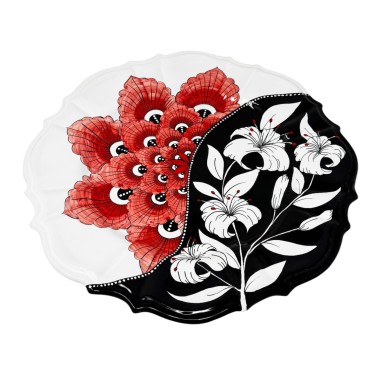 Lily Scalloped "Gubbio" Wall Platter 16" Italian Pottery Lily Scalloped "Gubbio" Wall Platter 16" Italian Pottery