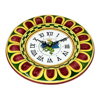 Round wall clock 12" Palio di Siena - Drago Italian Pottery