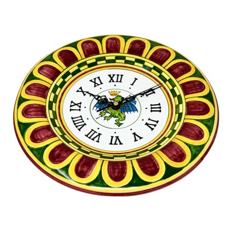 Round wall clock 12" Palio di Siena - Drago Italian Pottery