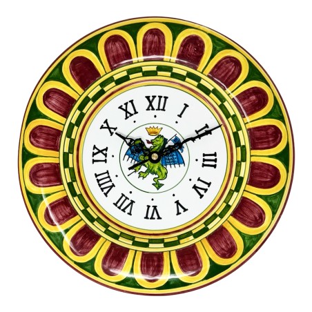 Round wall clock 12" Palio di Siena - Drago Italian Pottery