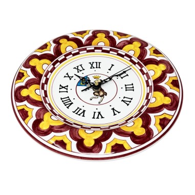 Round wall clock 12" Palio di Siena - Montone Italian Pottery Round wall clock 12" Palio di Siena - Montone Italian Pottery