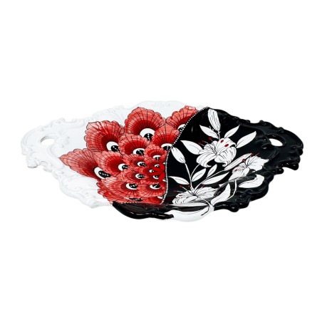 Lilium Scalloped Centerpiece 16x12" Italian Pottery