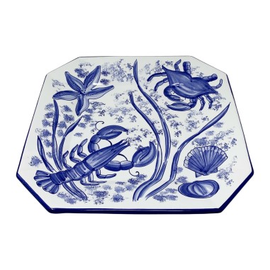 Assiette murale 35cm Vie Marine Céramique artisanale italienne originale de Deruta
