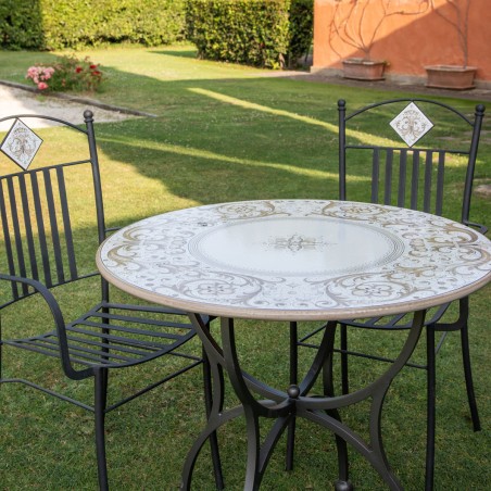 Lava Stone Table Ricco Deruta Beige Italian Pottery