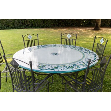 Lava Stone Table Ricco Deruta Green Italian Pottery