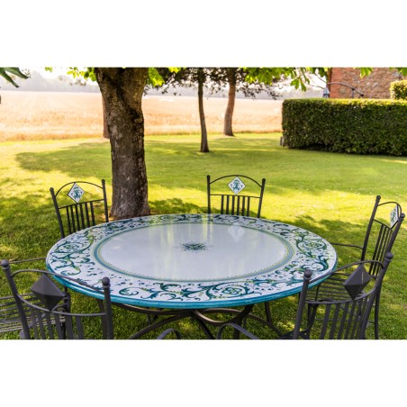 Lava Stone Table Ricco Deruta Green Italian Pottery