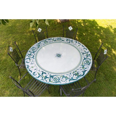 Lava Stone Table Ricco Deruta Green Italian Pottery