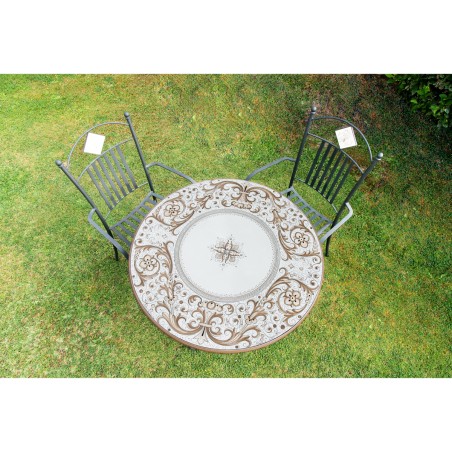 Lava Stone Table Ricco Deruta Beige Italian Pottery