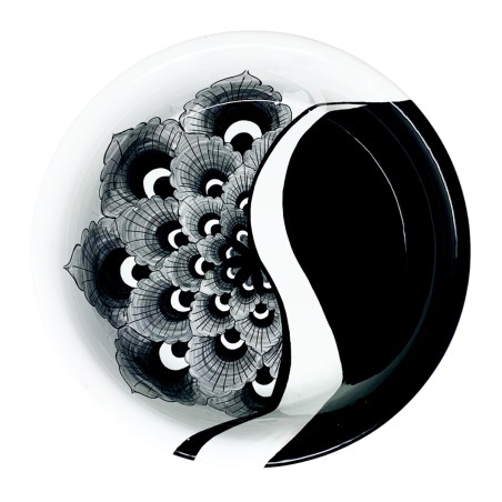Coupe à fruits 30cm Paon Noir Céramique artisanale italienne originale de Deruta