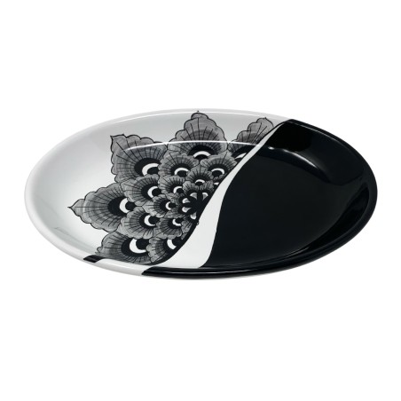 Black Peacock Oval Tray Italian Pottery