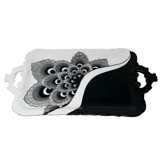 Black Peacock Scalloped tray 18"