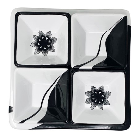 Black Peacock 10" Oriental Snack Trays Sun Italian Pottery