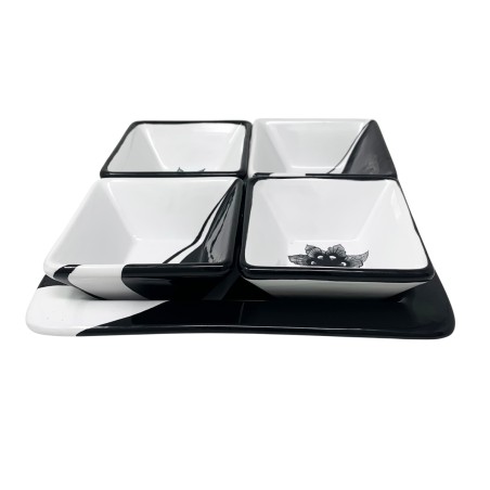 Black Peacock 10" Oriental Snack Trays Sun Italian Pottery