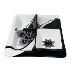 Vassoio barocco 44cm Pavone Nero