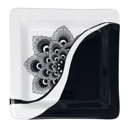 Black Peacock 10" Oriental Snack Trays Sun Italian Pottery