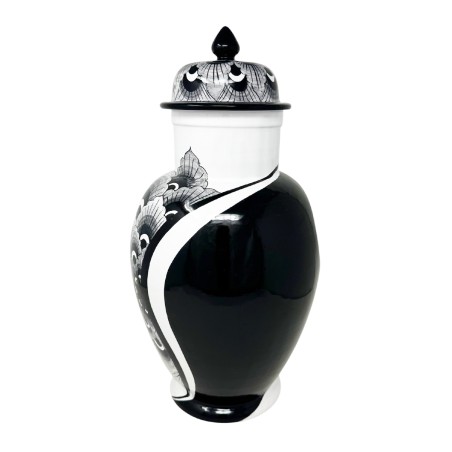 Black Peacock Pharmacy Jar 17" Italian Pottery