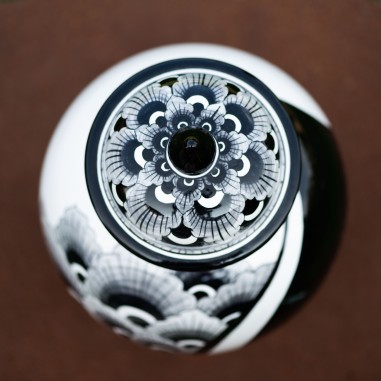 Black Peacock Pharmacy Jar 17" Italian Pottery