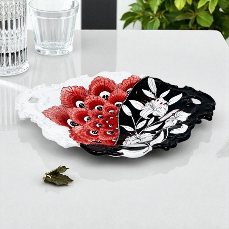 Lilium Scalloped Centerpiece 16x12" Italian Pottery