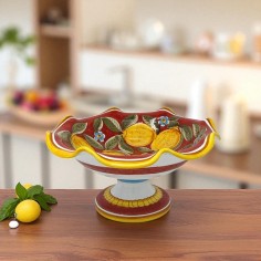 Red Positano Scalloped Fruit Stand 12"