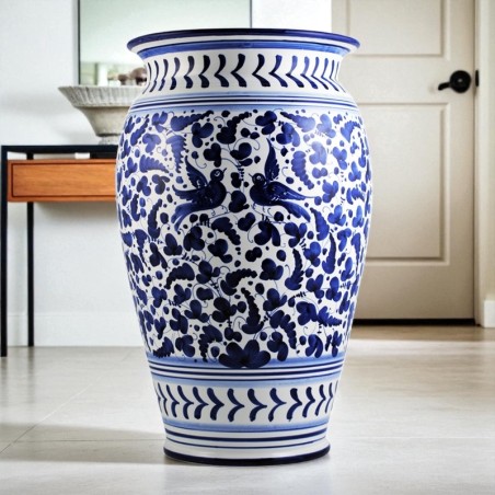 Umbrella stand 20" Blue Arabesco Handcrafted Deruta Pottery