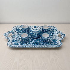 Plateau à bord festonné de 44 cm avec 4 tasses et 1 sucrier 2