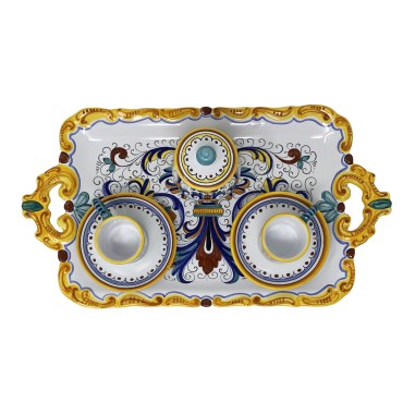 Vassoio smerlato 44cm con 2 tazzine c/p e zuccheriera