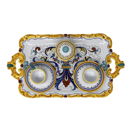 Vassoio smerlato 44cm con 2 tazzine c/p e zuccheriera