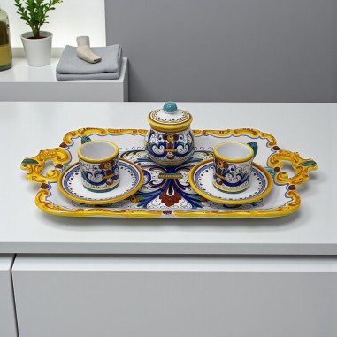 Vassoio smerlato 44cm con 2 tazzine c/p e zuccheriera