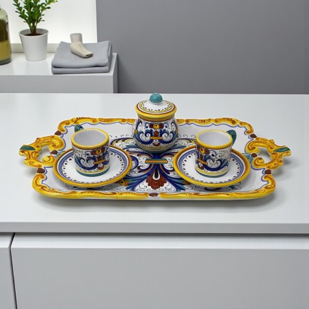 Vassoio smerlato 44cm con 2 tazzine c/p e zuccheriera