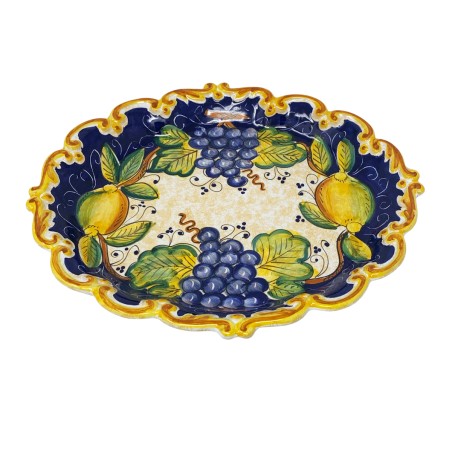 Bacco Scalloped Oval Tray 13" Italian Pottery