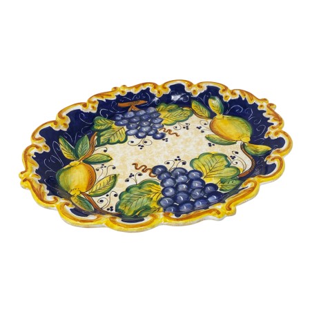 Bacco Scalloped Oval Tray 13" Italian Pottery