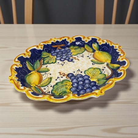 Bacco Scalloped Oval Tray 13" Italian Pottery