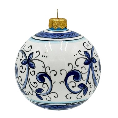 Boule de Noël 8cm Deruta Blu Céramique artisanale italienne originale de Deruta