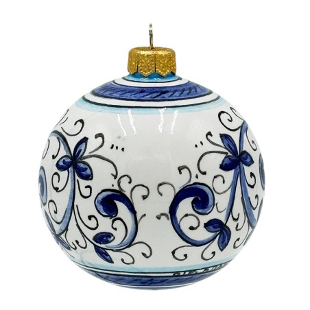Boule de Noël 8cm Deruta Blu Céramique artisanale italienne originale de Deruta