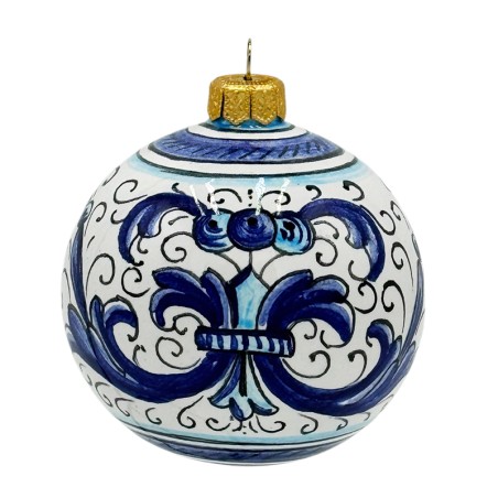 Boule de Noël 8cm Deruta Blu Céramique artisanale italienne originale de Deruta