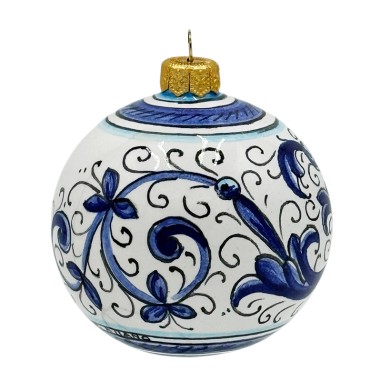 Boule de Noël 8cm Deruta Blu Céramique artisanale italienne originale de Deruta