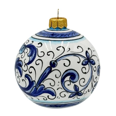 Boule de Noël 8cm Deruta Blu Céramique artisanale italienne originale de Deruta