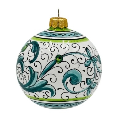 Deruta Green Christmas Ornament 3,2" Handcrafted Deruta Pottery