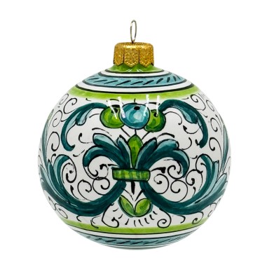 Boule de Noël 8cm Deruta Vert Céramique artisanale italienne originale de Deruta