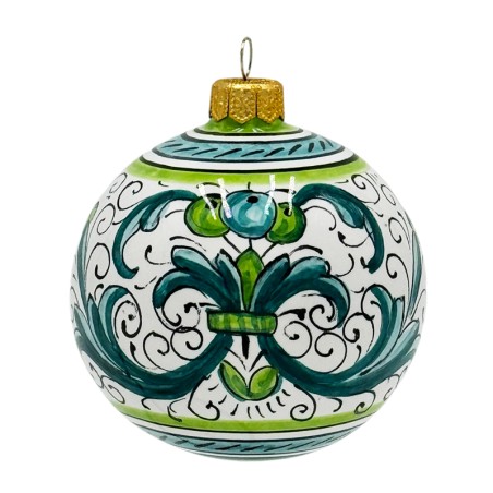 Deruta Green Christmas Ornament 3,2" Handcrafted Deruta Pottery