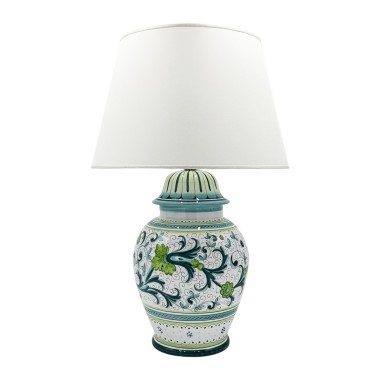 Lampe avec abat-jour Ricco Deruta Vert Céramique artisanale italienne originale de Deruta