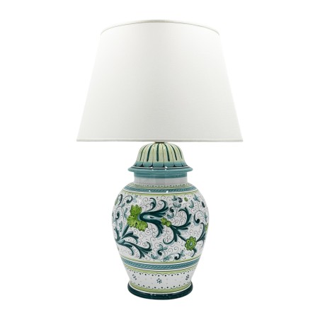 Lampe avec abat-jour Ricco Deruta Vert Céramique artisanale italienne originale de Deruta