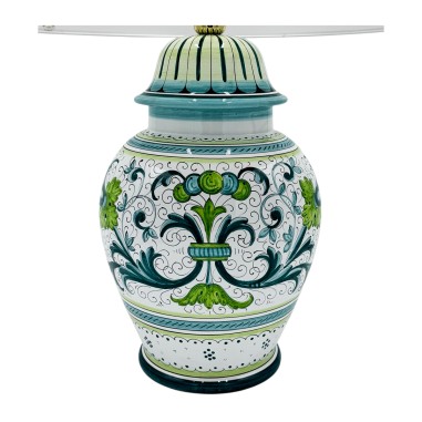 Lampe avec abat-jour Ricco Deruta Vert Céramique artisanale italienne originale de Deruta