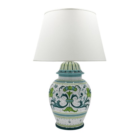 Lampe avec abat-jour Ricco Deruta Vert Céramique artisanale italienne originale de Deruta