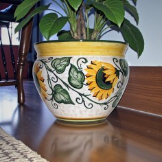 Lampe de 55cm de haut Girasole Céramique artisanale italienne originale de Deruta