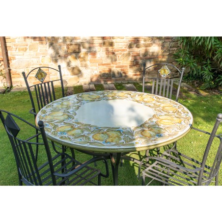 Table en pierre de lave Limoni Céramique artisanale italienne originale de Deruta