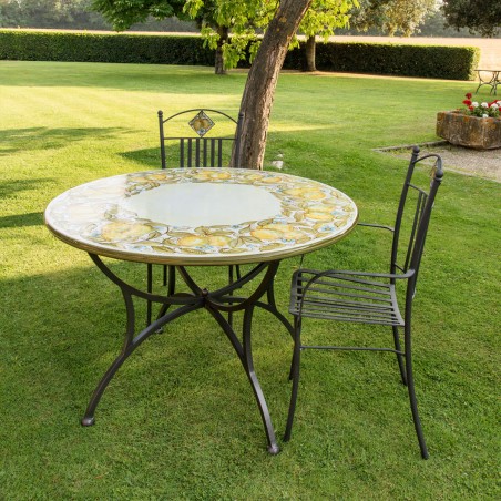 Table en pierre de lave Limoni Céramique artisanale italienne originale de Deruta
