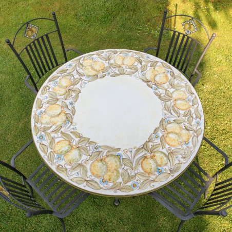 Table en pierre de lave Limoni Céramique artisanale italienne originale de Deruta